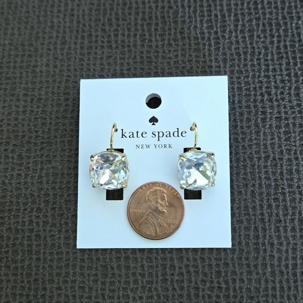 Kate Spade♠️ Clear Faceted Crystal💎 Cushion Earrings - Picture 8 of 16
